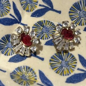 Kendra Scott Red and Sparkle CZ gold cluster Earrings
